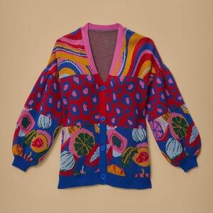 FARM Rio Mixed Prints Knit Cardigan